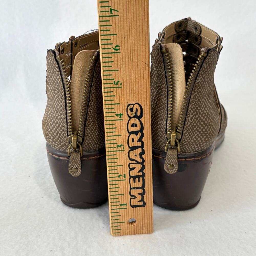 JBU Jambu Ankle Sandals Womens 7 Brown Memory Foam Strappy Peep Toe Zip Up Heels - Picture 9 of 10